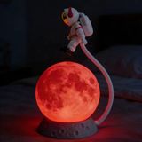3D Ay Üzerinde Astronot Led Gece Lambası – Dokunmatik 10 Renk Değiştiren Dekoratif Çocuk Odası Masaüstü Ay Lambası (5690)