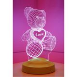3D Ayı Teddy Hediyesi 3 Boyutlu LED Lamba
