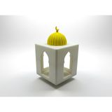 3D Baskı Camii Tasarımlı Mumluk, Kubbe ve Hilal Detaylı, Beyaz, Tealight Mum Uyumlu, Ramazan Dekorasyon