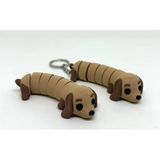 3D Baskı Eklemli Sosis Köpek Anahtarlık – Hareketli Dachshund Figür, Esnek Sevimli Köpek Biblo
