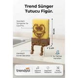 3D Baskı Hareketli Ayaklı Figürlü Mutfak Sünger Tutucu Kahverengi Lavabo Organizeri