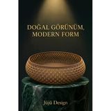 3D Baskı Kahverengi Hasır Görünümlü Dekoratif Tabak Kase Modern Salon Masaüstü Objesi