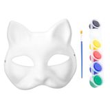 3D Baskı Kedi Maskesi – 6’lı Boya Seti ve Fırça Dahil DIY Boyama Maskesi