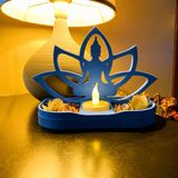 3D Baskı Lotus Buda Mumluk - Dekoratif Tealight Mumluk-Mavi