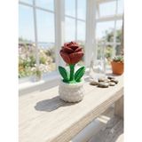 3D Baskı Minyatür Saksıda Kırmızı Gül Biblosu (5 Cm) - Dekoratif Masa & Kitaplık Süsü