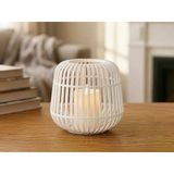 3D Baskı Modern Kafes Tasarımlı Dekoratif Mumluk - Tealight Mumluk, Masaüstü Ev Ve Ofis Dekoru-Beyaz