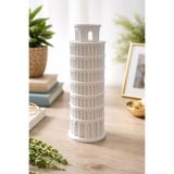 3D Baskı Pisa Kulesi Dekoratif Biblo – 20 cm Beyaz Masa Üstü Aksesuar