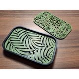 3D Baskı Yaprak Desenli Sabunluk Süzdürmeli Monstera Palmiye Yaprak Desenli Banyo Sabun Kabı - Standart