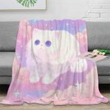 3D baskılı sevimli tüylü kedi battaniyesi mikrofiber yumuşak sıcak nevresim takımı fantezi pastel seyahat battaniyesi kompakt antistatik, kampçılar, gençler için çiftler 60 x 80 inç (150 x 200 cm)