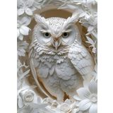 3D Baykuş Yapboz Kağıt Kesim Sanat Yapboz Yetişkinler için 1000 Parça, Beyaz Kuş Yapboz Orman Hayvanı, Zorlu Bulmacalar Aile Süslemeleri için Sert Yapboz