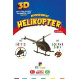 3D Boyanabilir Ahşap Tek Kanatlı Helikopter Maketi Çocuklar Için Eğitici Oyuncak - Seçenek 1 - Açık Beyaz - Gri