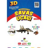 3D Boyanabilir Ahşap Uçak Maketi, Çocuklar Için Eğitici ve Eğlenceli Oyun - Seçenek 1 - Ahşap - Ceviz