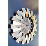 3D Bronz Piyano Modeli Romen Rakamlı Aynalı Duvar Saati 56x56