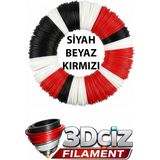 3D Çiz Pla 3D Kalem Filament Pla Kırmızı - Siyah - Beyaz Renk (3x5 Metre) 15 Metre Pla Filament - Siyah - Beyaz - Kırmızı