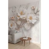 3D Duvar Kağıdı Kış Gülü - Ev Dekorasyonu Salon-Mutfak-Yatak Odası Duvar Paneli, 220 x 260