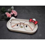 3D Fabrick Hello Kitty Figürlü Masaüstü Gözlük Standı - Dekoratif Gözlük Tutucu ve Organizer - 001-Beyaz