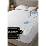 3d-fitted %100 Sıvı Su Geçirmez Tek-çift Kişilik Sessiz Full Kenar Alez Yatak Koruyucu Çocuk Alezi 180x200 cm - 180 x 200 cm - Beyaz