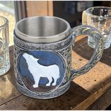 3D Game of Thrones Kurt Tasarımlı Kupa Çelik İç Hazneli Kulplu Dekoratif Bardak 400 ml
