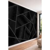 3D Görünümlü Geometrik Panel Desenli Lüks Tek Parça Tekstil Duvar Kağıdı, 150 x 100