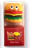3D Hamburger Şeklinde Silikon 1 Adet Kalemtıraş, Renkli, 3,5x2x2cm, Fast Food Serisi