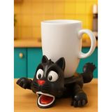 3D Hareketli Kedi Coaster – Eğlenceli Bardak Altlığı | Masaüstü Dekor & Hediye | PLA 3D Baskı | Komik Sürpriz Mekanizma | Ev, Ofis & Kafe – Renk Seçenekli (Siyah)