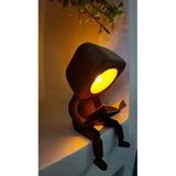 3D Home Aksesuar Dekoratif Işıklı Sevimli Kitap Okuyan Biblo Led Tealight Gece Lambası