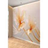 3D Işıltılı Çiçek Desenli Tekstil Duvar Kağıdı, 350 x 260