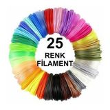 3d Kalem Yazıcı İçin 25 Renk 100 Metre (25x 4 Metre) Pla Filament