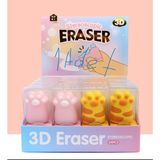 3D Kedi Pati Şekilli Silgi, Pembe Renk, 1 Adet, Stereoskopik Tasarım, Kırtasiye Malzemesi
