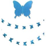 3D Kelebek Kağıt Girland, 3 Metre Asılı Dekor Parti Süsü, Doğum Günü, Düğün ve Baby Shower Dekorasyonu - Mavi