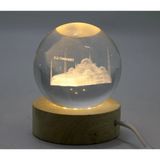 3D Kristal Cam Küre Ahşap Soketli İstanbul Temalı Led Lamba Liv1945