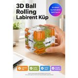 3D Labirent Küp Bulmaca Çelik Bilyeli Eğitici Zeka Oyuncağı Döner Duyusal Beceri Oyunu 6,9 cm
