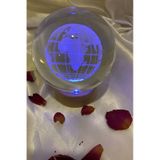 3D Led Işık Cam Küre Çok Işıklı Ahşap Dünya Büyük Boy 10 cm