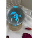 3D Led Işık Cam Küre Çok Işıklı Ahşap Şemsiyeli Çocuk 7 cm