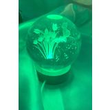 3D Led Işık Cam Küre Gece Lambası La leli Büyük Boy 8cm Çok Renkk
