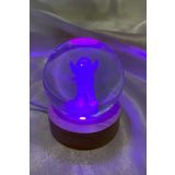 3D Led Işık Cam Küre Kristal Küre Dekoru Gece Lambası Çok Işıklı Ahşap Astronot 6 cm