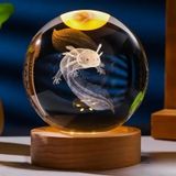 3D Led Işık Cam Küre Tek Renk Gece Lambası Axolotl Mucizevi Yenilenme 8 cm Mega Boy