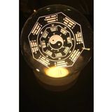 3D Led Işık Cam Küre Tek Renk Gece Lambası Yin Yan 8 cm Mega Boy