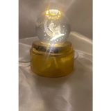 3D Led Işık Cam Küre Tek Renk Kristal Küre Dekoru Gece Lambası Günışığı Gold Dönene Kaideli