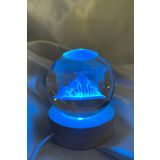 3D Led Işık Gecelambası Cam Küre Çok Renk Günışığı Ahşap Ayasofya Cami Gece Lambası 6 cm