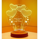 3D Led Lamba 3 Boyutlu Anneler Günü Kişiye Özel Balon Kalp Küre