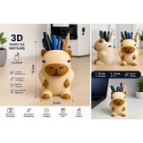 3D Oyuncak Dünyası Kapibara Kalemlik (Capybara Pen Holder) – 3D Baskı Masaüstü Organizer - 234-Krem