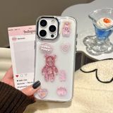 3D Pembe Ayıcık Simli iPhone 11 Uyumlu Telefon Kılıfı – Şeffaf Silikon Glitter Bear Tasarımlı Darbe Emici - 0-Kahverengi