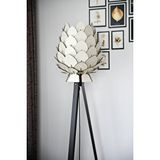 3d Sergi Lambader - Tripod Lambader - Dekoratif Ahşap Lambader Bej