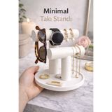 3D Şık Mini Takı Standı, Bilezik Kolye Yüzük Saat Organizeri, Aksesuar Standı (Beyaz)