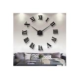 3d Siyah Ahşap Romen Rakamlı Dekoratif Büyük Boy Duvar Saati
