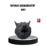 3D Siyah Ayı Başı Duvar Süsü Özel Tasarım Dekoratif Heykel 25x19 cm