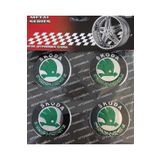 3D Skoda Yeşil Alüminyum Yapıştırma Jant Göbeği 4'lü 55mm