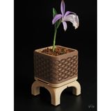 3D Snaxx Ayaklı Dekoratif Saksı – Ev ve Ofis Için Modern Çiçek Saksısı 8X8X10 cm - Kahverengi - Bej