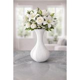 3D Tasarım Dekoratif Vazo 21 Cm Siyah, Beyaz, Bej, Gümüş Gri, Zeytin Yeşili, Kemik Beyazı, Kırmızı (Beyaz)